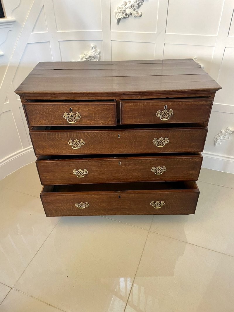Antique George III Quality Oak Chest of Drawers - Image 2